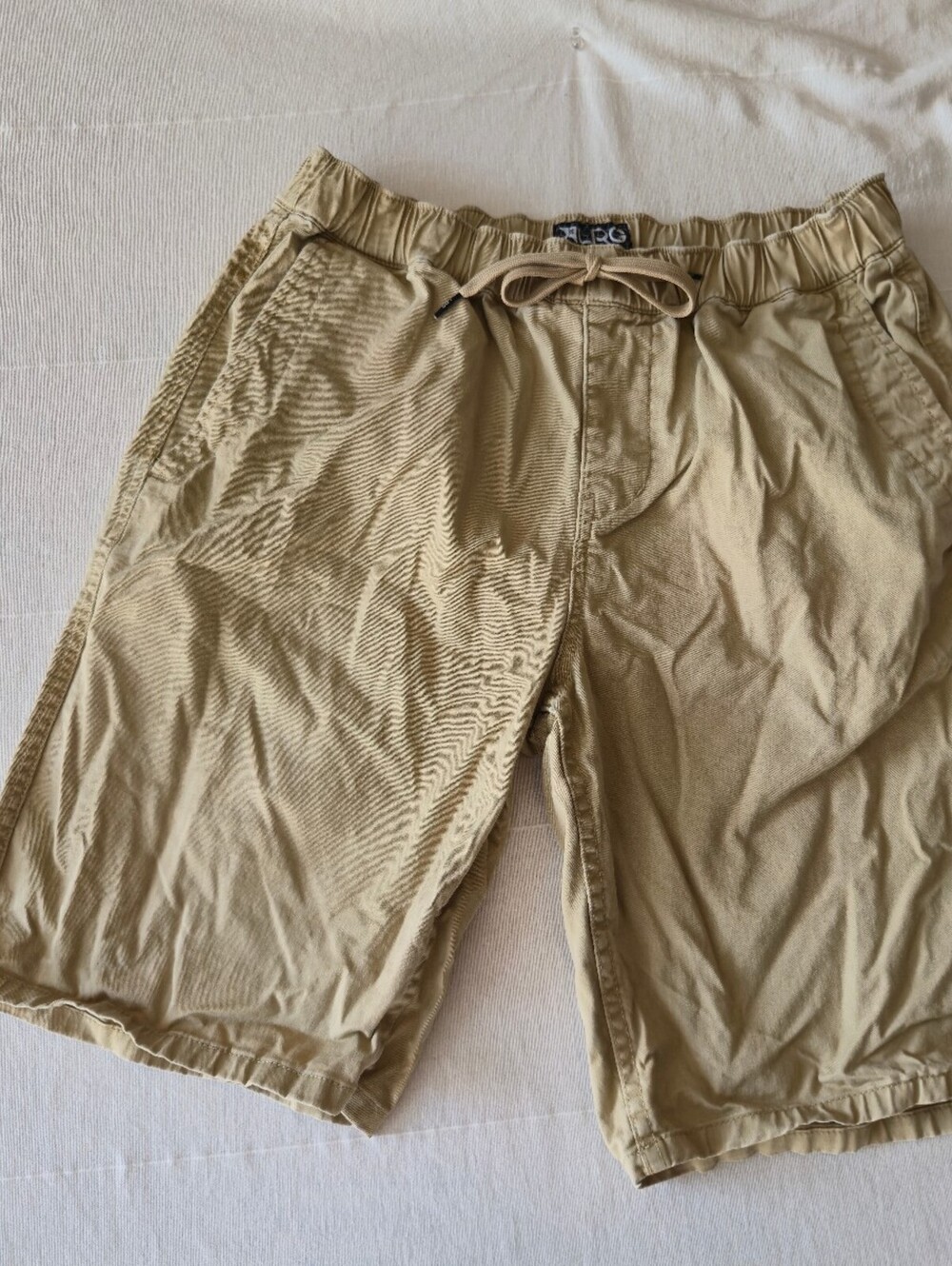LRG Khaki Casual Shorts with Drawstring Waist, Size Small